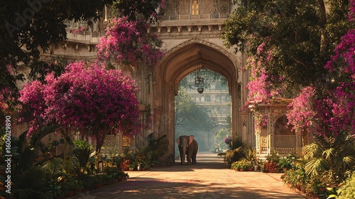 Traditional Rajasthani Mughal Palace Arch Gate

