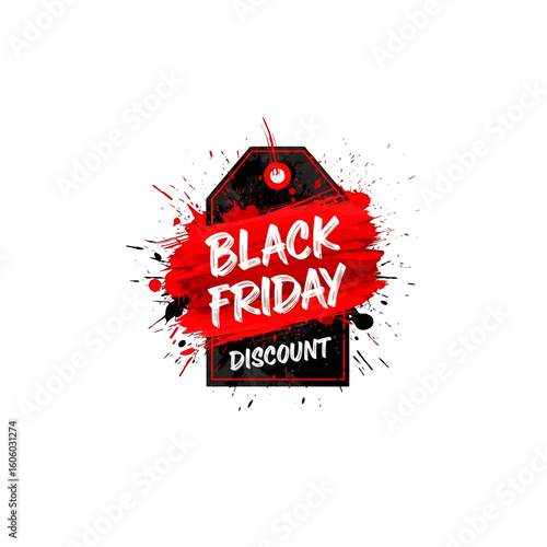 Black Friday Sale Tag with Paint Splash Effect – Transparent PNG