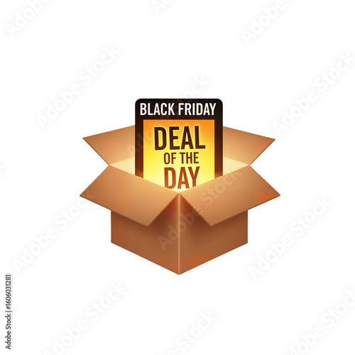 Black Friday 3D Box Offer Tag – Transparent Background PNG