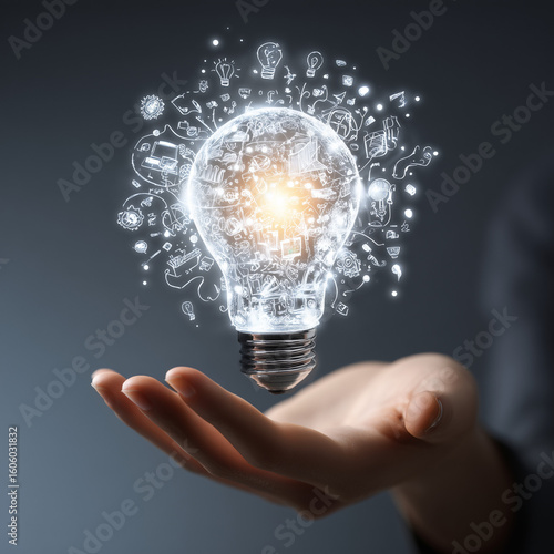 Wallpaper Mural Spark innovative thinking with a glowing idea bulb held in a caring hand, visualizing creativity Torontodigital.ca