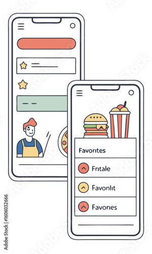 Food delivery app interface illustration