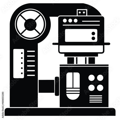 Vintage Industrial Machine Illustration A Nod to Retro Technology and Engineering in Detailed Black and White Design