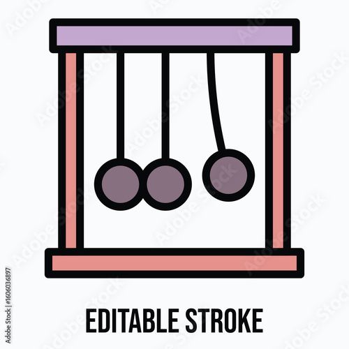 Pendulum Vector Icon, Isolated Vector Lineal Color Style Icon, Editable Stroke.