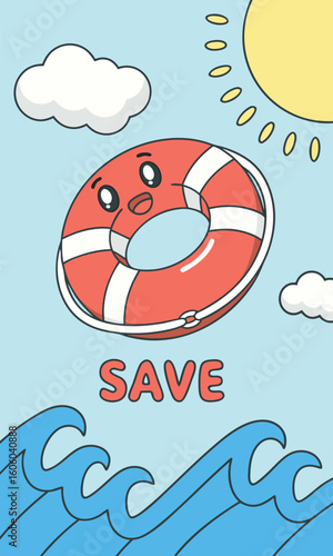 Life preserver cartoon illustration