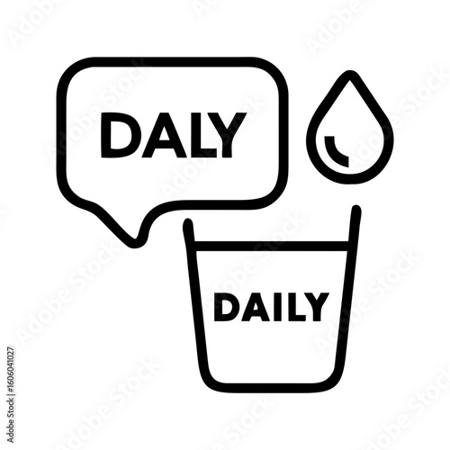 Daily water intake reminder with speech bubble and water drop icon
