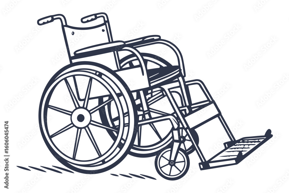 Fototapeta premium Detailed Line Art of a Classic Wheelchair Design Mobility Aid
