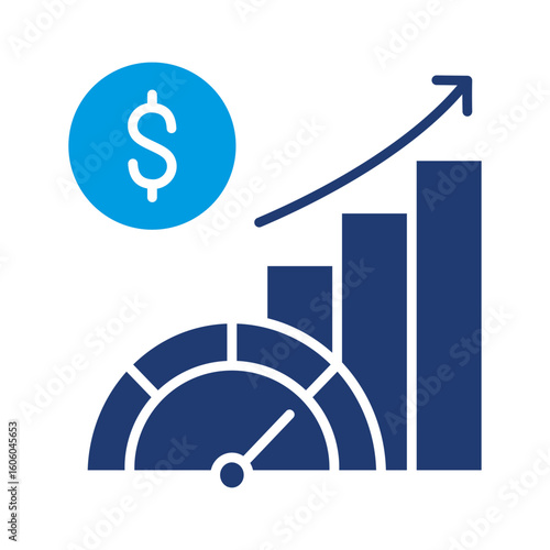 Economic Indicator Icon Blue Version