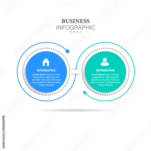 Infographic circle template,Business concept with 2 options,Vector illustration.