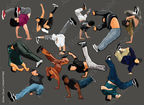 Various B-boy dance moves