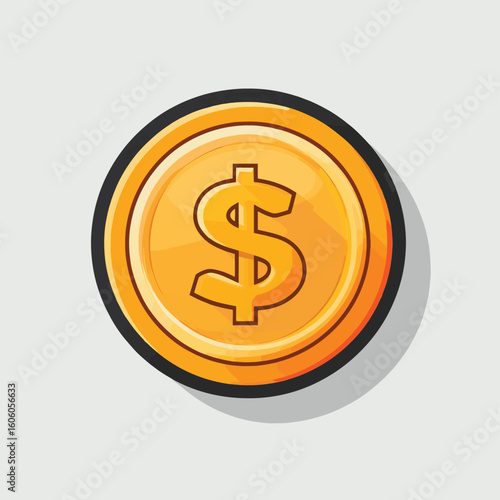 Golden money coin dollar icon isolated flat style
