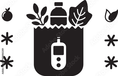 Healthy Grocery Bag Icon – Nutrition and Wellness Essentials