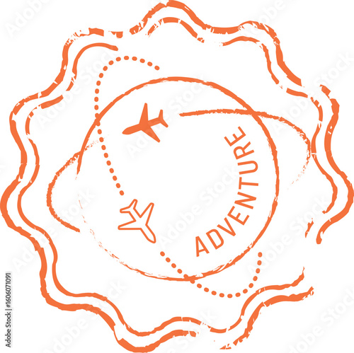 Travel By airway Advanture Stamp Seal Typography Vector design