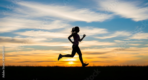Wallpaper Mural Silhouette of woman running at sunset Torontodigital.ca