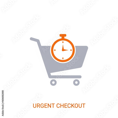 Shopping cart with stopwatch, signifying fast, urgent checkout process.