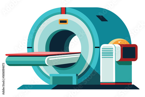 CT Scanner Medical Illustration Flat Vector Design Diagnostic Tool Equipment Innovative Technology
