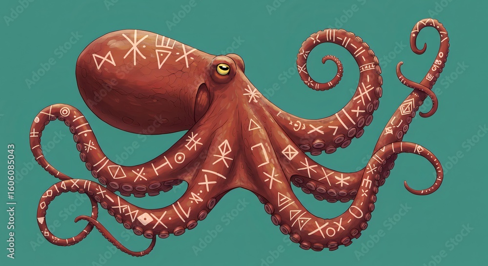 Obraz premium Ornate Octopus: A Tribal Sea Creature