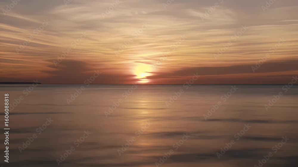A serene sunset over the ocean, with the sun setting on the horizon, creating a beautiful sky. A serene sunset over the ocean, with the sun setting on the horizon, creating a beautiful sky.