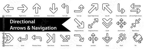 Directional Arrows & Navigation Icon Collection Set. Containing: 
left arrow,log out,reload,download,import,log in,scroll,repeat,right arrow,down arrow,turn left,maximize,play,up arrow,export