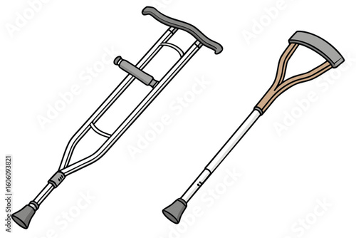 Assorted Mobility Aids Two Crutches for Leg and Foot Injuries