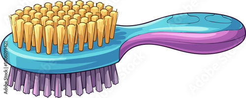 Colorful Cartoon Brush with Dual Bristles and Ergonomic Handle Design