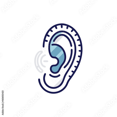 Illustration of a Human Ear Depicting Hearing and Sound Reception Process