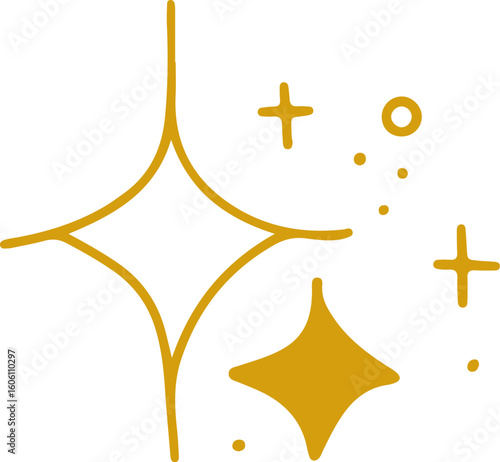 Gold Magical Sparkles and Star Elements – Aesthetic Clipart Set