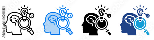 Problem solving icon set multiple style collection