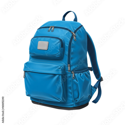 School backpack ready for back-to-school season with vibrant colors and compartments.