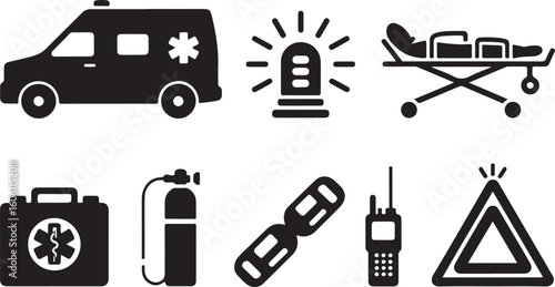 Essential Emergency Survival Kit Icons Set
