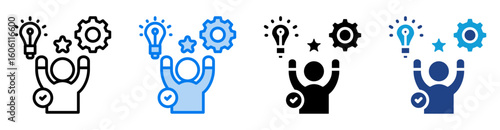 Competence icon set multiple style collection