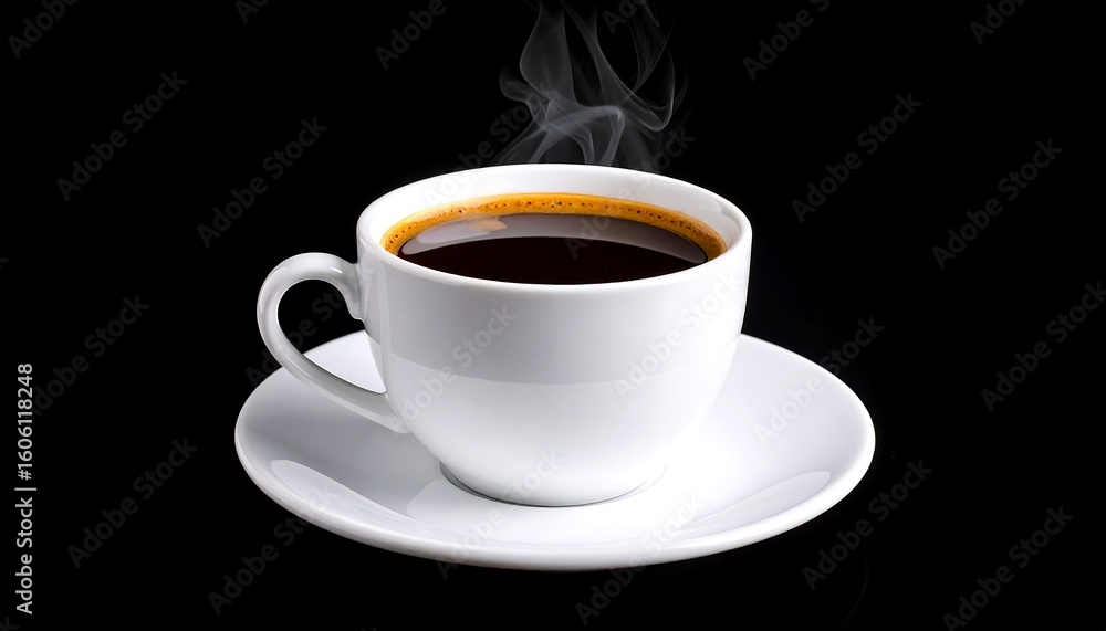 A steaming cup of black coffee A steaming cup of black coffee