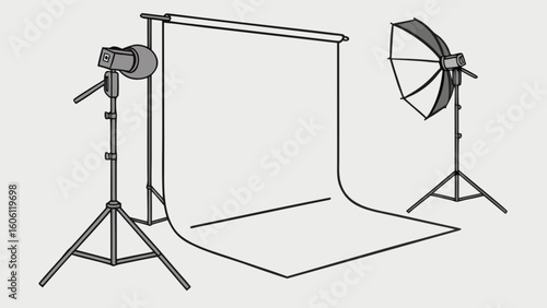 Explore professional photography studio setup with backdrop lighting and equipment for portrait shoots and product photography