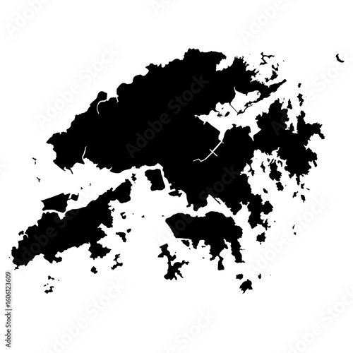 Hong Kong Map Vector In Black