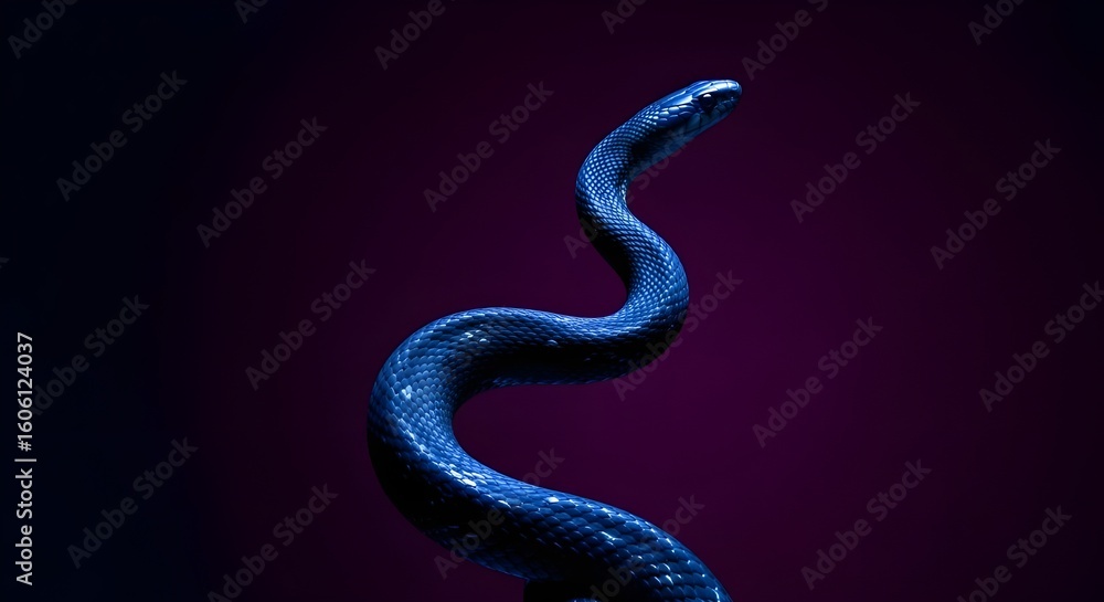 Fototapeta premium Golden Snake with Glowing Eyes Coiled in Mystical Forest Sunlight