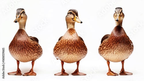 Three Ducks Studio Shot for White Background.