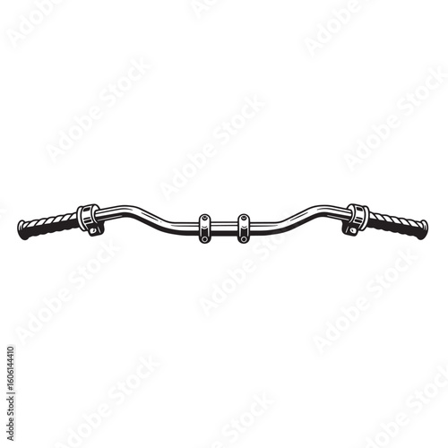 Motorcycle handlebars with grips and clamps chrome black