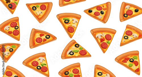 Delicious Pizza Slices: A Mouthwatering Seamless Pattern for Food Lovers and Pizza Fanatics
