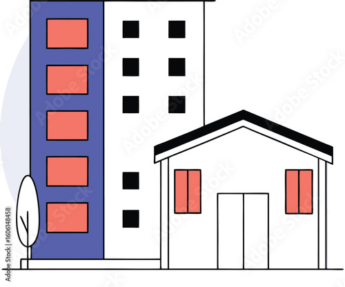 Minimalist Modern Warden House Design Vector Illustration