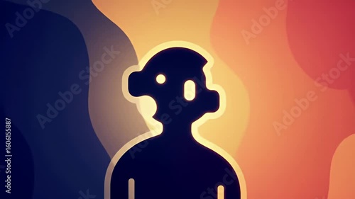 Abstract human silhouette with blob shapes in a warm color scheme