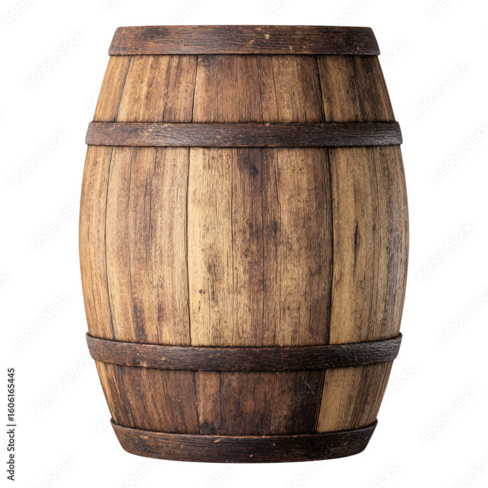 Fototapeta premium Wooden Barrel on Transparent Background for Design