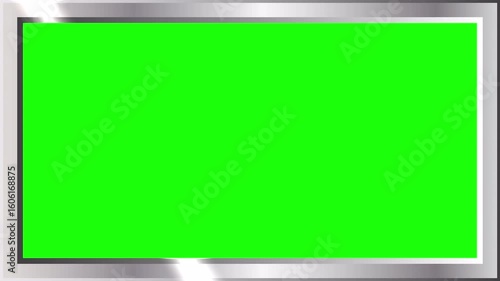 silver photo frame isolated on green screen. 4k video