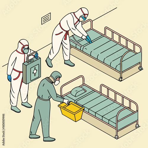 Medical team in hazmat suits fighting virus outbreak generated by ai