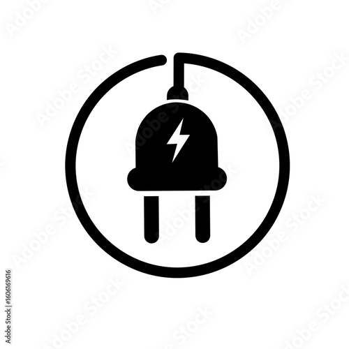 Electric power source socket icon .Electricity wire cord sign. Electrical symbol element. Vector stock illustration.. Electrical plug icon. Charging vector illustration.