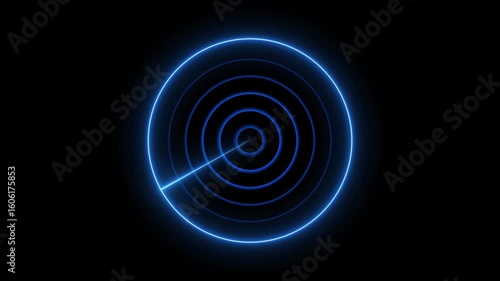 Neon light War Plane radar, Ship radar icon animation 4k video.