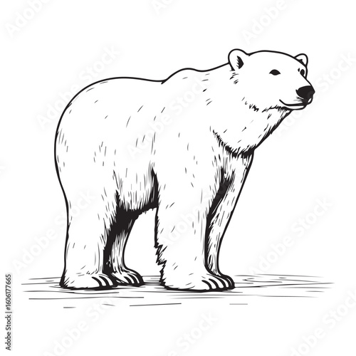 Simple a Bear line art vector design white background