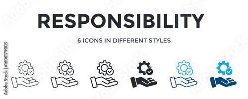 Responsibility Icon In Different Style Vector Illustration. Designed In Thin Line, Regular Line, Bold Line, Glyph, Outline Color, And Glyph Color Style Can Be Used For Web