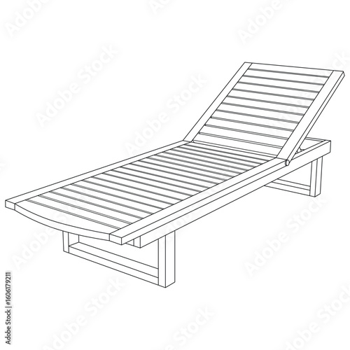 Hand drawn kids drawing Vector illustration sun lounger cartoon isolated