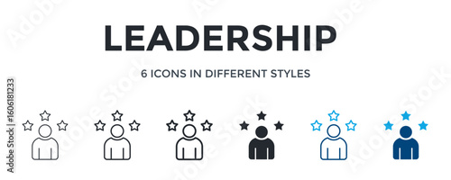 Leadership Icon In Different Style Vector Illustration. Designed In Thin Line, Regular Line, Bold Line, Glyph, Outline Color, And Glyph Color Style Can Be Used For Web
