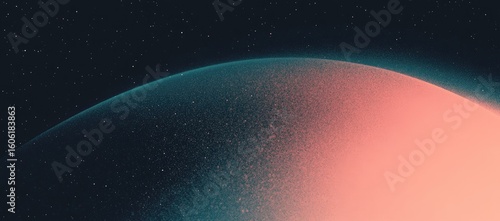 Abstract Gradient Space Background With Stars and Planet Surface Texture Design