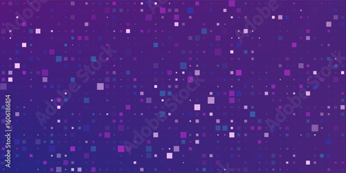 Purple abstract pixel texture bg video screen. Tv pattern background with square noise effect. Futuristic broadcast neon gradient banner for television. Modern vhs led static display elementon